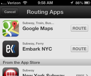 Apple Maps listing of routing apps 300x250 Google Maps app for iPhone: 7 things you need to know