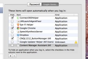 Mac login items settings