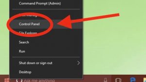 Windows 10 Control Panel in Start menu