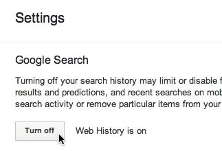 Turn off Google Web History button Google tip: How to clear the saved searches in your Web History