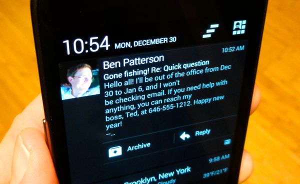 Set an out of office message from the Gmail for Android app Android tip: Set an out of office message with the Gmail app