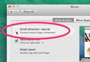 Mac OS X natural scrolling setting