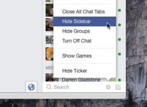 Hide the Facebook Sidebar