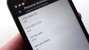 Android Personal Dictionary settings