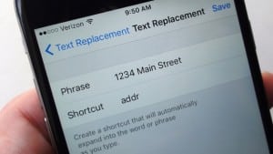 iOS Text Replacement settings