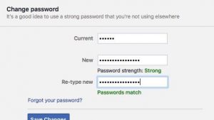Facebook change password