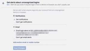 Facebook unrecognized login alerts