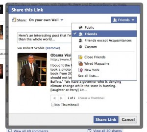 Sharing a Facebook post 300x271 4 ways to keep Facebook comments private