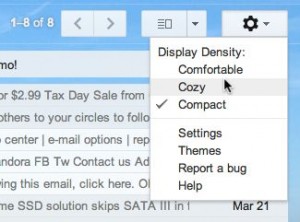 Change the Gmail display density