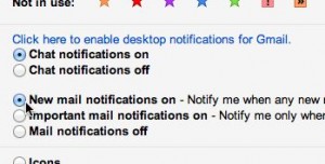 Gmail desktop notifier settings