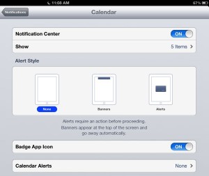 iOS notification settings