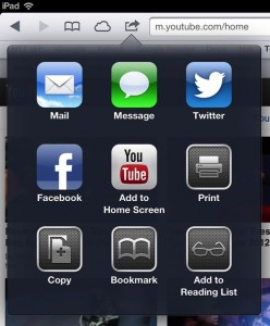Adding mobile YouTube to the iPad home screen