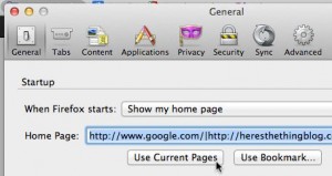 Firefox home page settings
