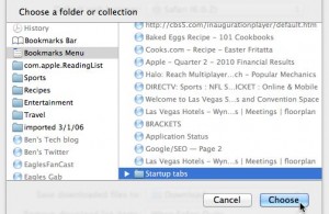 Safari startup tab settings