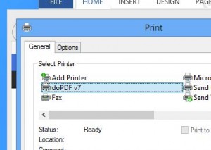 Choosing a virtual PDF printer in Windows