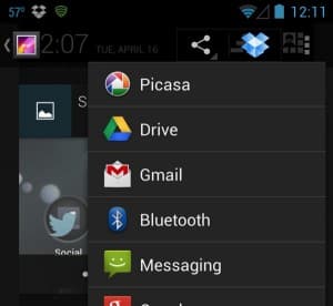 Android screenshot sharing options