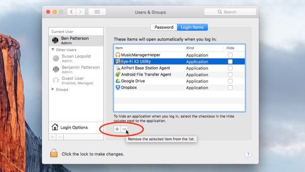 Mac startup remove apps from login items