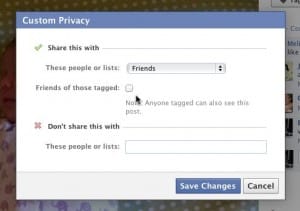 Facebook photos friends of those tagged setting