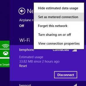 Windows 8 metered connection setting