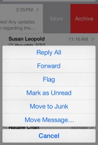 iOS 7 Mail More button options