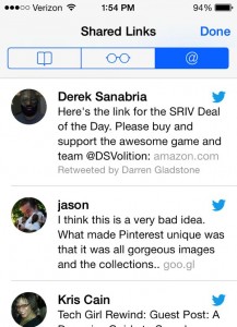 iOS 7 Safari Shared Links