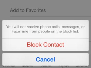 iOS Block a contact confirmation
