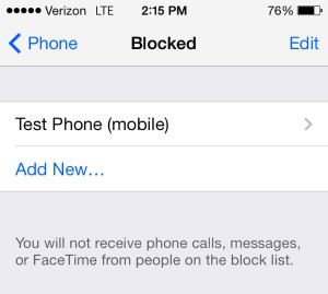 iOS list of blocked contacts