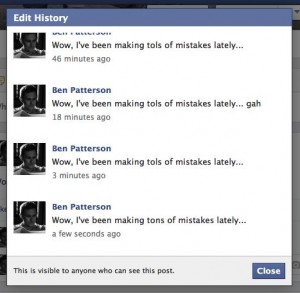 Facebook post edit history