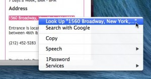 Safari inline map menu