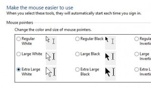 Windows cursor size settings