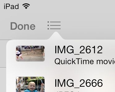 iOS 7 Messages app photo list button