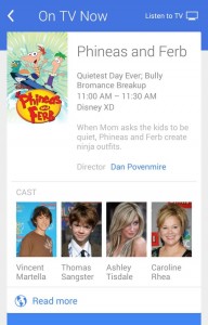 Google Now On TV Now card