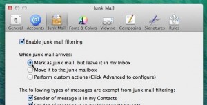 Mac Mail junk settings
