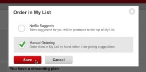 Netflix Order in My List settings