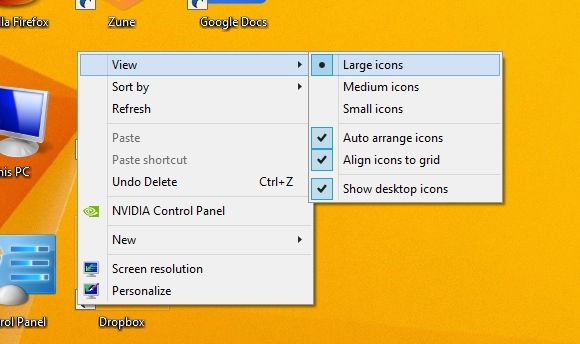 Windows change desktop icon size