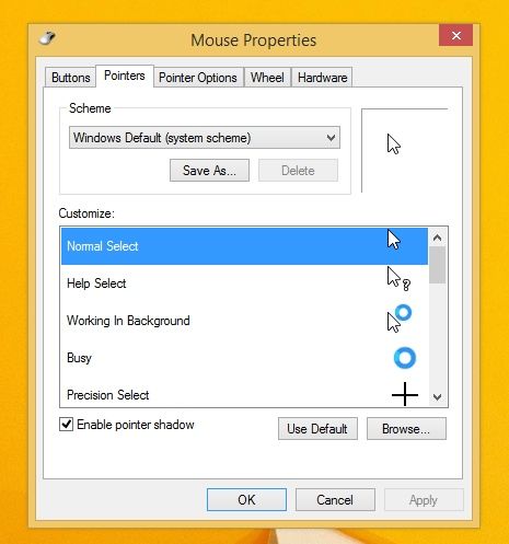 Windows customize mouse pointer