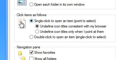 Windows desktop Folder Options settings