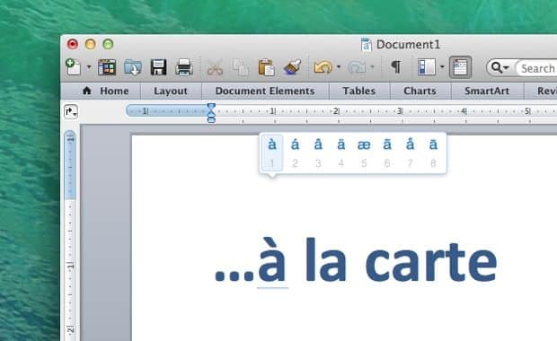 adding an accent in word for mac