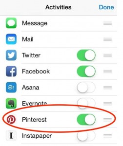 iOS 8 Share activities buttons
