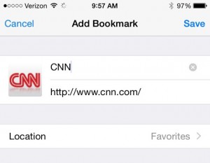 Add a favorite to Safari in iOS 8