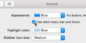 Mac OS X Yosemite dark mode setting