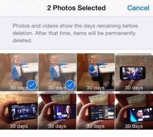 iOS 8.1 selecting photos to undelete