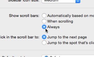 Mac scroll bar preferences