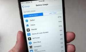 iOS 8 battery usage screen