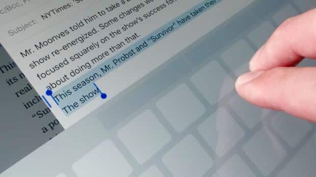 select text - iOS 9 tip: Select text on your iPad with two fingertips