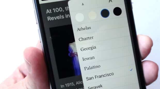 iOS 9 Safari Reader mode options