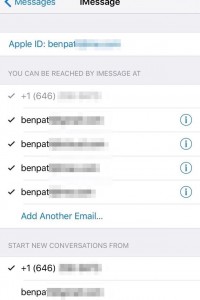 family share -Messages Send & Receive settings