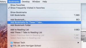Add bookmarks for these tabs in Safari