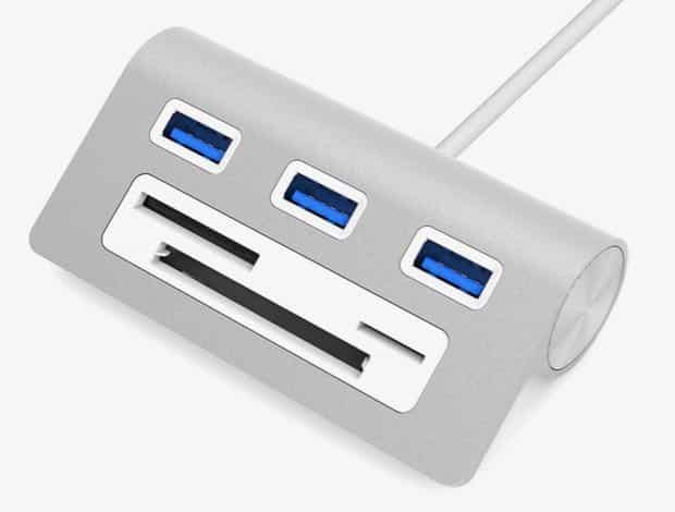 This sleek $13 USB hub doubles as a memory card reader