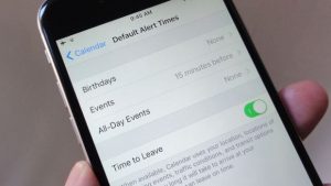 iOS Calendar default alert times